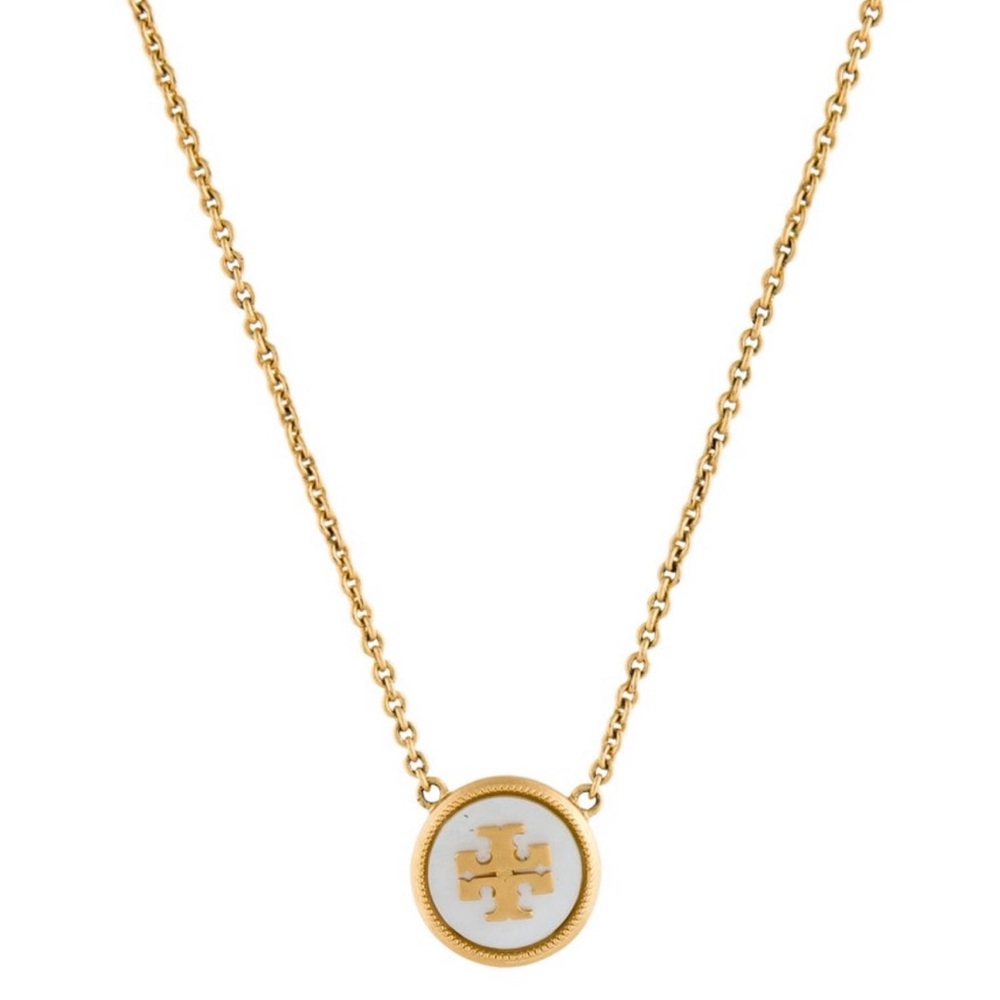 Tory Burch Gold Medallion and Pearl Necklace